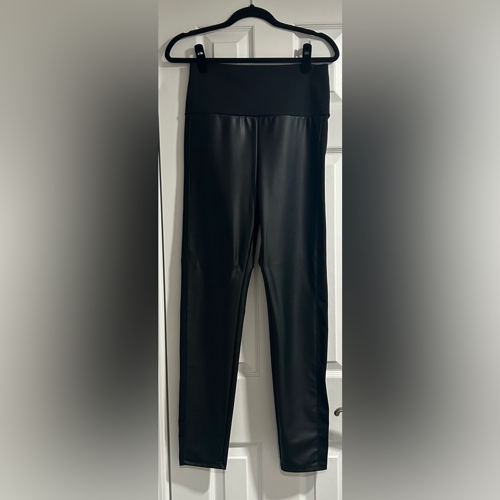 High Waisted Black Faux Leather Leggings XXL